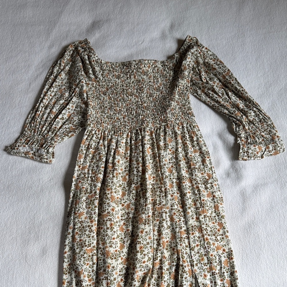 Vici Smocked Dress with Earthy Tones